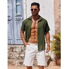 image:imageCOOFANDY Mens Casual Button Down Shirts Short Sleeve Textured Summer Beach ShirtsArmy Green