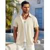 image:imageCOOFANDY Mens Casual Button Down Shirts Short Sleeve Textured Summer Beach ShirtsBeige