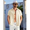 image:imageCOOFANDY Mens Casual Button Down Shirts Short Sleeve Textured Summer Beach ShirtsBeige