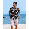 image:imageCOOFANDY Mens Casual Button Down Shirts Short Sleeve Textured Summer Beach ShirtsBlackwhite Flower