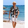 image:imageCOOFANDY Mens Casual Button Down Shirts Short Sleeve Textured Summer Beach ShirtsBlackwhite Flower