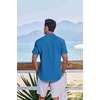 image:imageCOOFANDY Mens Casual Button Down Shirts Short Sleeve Textured Summer Beach ShirtsBlue