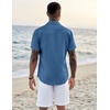 image:imageCOOFANDY Mens Casual Button Down Shirts Short Sleeve Textured Summer Beach ShirtsDark Blue