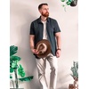 image:imageCOOFANDY Mens Casual Button Down Shirts Short Sleeve Textured Summer Beach ShirtsDark Gray