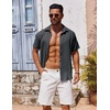 image:imageCOOFANDY Mens Casual Button Down Shirts Short Sleeve Textured Summer Beach ShirtsDark Gray