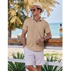 image:imageCOOFANDY Mens Casual Button Down Shirts Short Sleeve Textured Summer Beach ShirtsKhaki