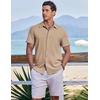 image:imageCOOFANDY Mens Casual Button Down Shirts Short Sleeve Textured Summer Beach ShirtsKhaki