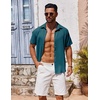 image:imageCOOFANDY Mens Casual Button Down Shirts Short Sleeve Textured Summer Beach ShirtsLake Blue