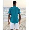 image:imageCOOFANDY Mens Casual Button Down Shirts Short Sleeve Textured Summer Beach ShirtsLake Blue