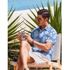 image:imageCOOFANDY Mens Casual Button Down Shirts Short Sleeve Textured Summer Beach ShirtsLight Blue  White Floral