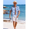 image:imageCOOFANDY Mens Casual Button Down Shirts Short Sleeve Textured Summer Beach ShirtsLight Blue  White Floral