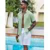 image:imageCOOFANDY Mens Casual Button Down Shirts Short Sleeve Textured Summer Beach ShirtsLight Green