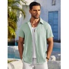 image:imageCOOFANDY Mens Casual Button Down Shirts Short Sleeve Textured Summer Beach ShirtsLight Green