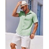 image:imageCOOFANDY Mens Casual Button Down Shirts Short Sleeve Textured Summer Beach ShirtsLight Green