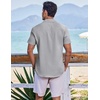 image:imageCOOFANDY Mens Casual Button Down Shirts Short Sleeve Textured Summer Beach ShirtsLight Grey