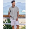 image:imageCOOFANDY Mens Casual Button Down Shirts Short Sleeve Textured Summer Beach ShirtsLight Grey