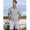 image:imageCOOFANDY Mens Casual Button Down Shirts Short Sleeve Textured Summer Beach ShirtsLight Grey