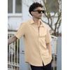 image:imageCOOFANDY Mens Casual Button Down Shirts Short Sleeve Textured Summer Beach ShirtsLight Khaki