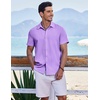 image:imageCOOFANDY Mens Casual Button Down Shirts Short Sleeve Textured Summer Beach ShirtsLight Purple