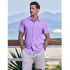image:imageCOOFANDY Mens Casual Button Down Shirts Short Sleeve Textured Summer Beach ShirtsLight Purple