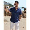 image:imageCOOFANDY Mens Casual Button Down Shirts Short Sleeve Textured Summer Beach ShirtsNavy Blue