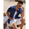 image:imageCOOFANDY Mens Casual Button Down Shirts Short Sleeve Textured Summer Beach ShirtsNavy Blue