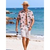 image:imageCOOFANDY Mens Casual Button Down Shirts Short Sleeve Textured Summer Beach ShirtsPink  Coconut Tree