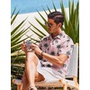 image:imageCOOFANDY Mens Casual Button Down Shirts Short Sleeve Textured Summer Beach ShirtsPink  Coconut Tree