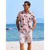 image:imageCOOFANDY Mens Casual Button Down Shirts Short Sleeve Textured Summer Beach ShirtsPink  Coconut Tree