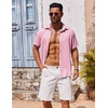 image:imageCOOFANDY Mens Casual Button Down Shirts Short Sleeve Textured Summer Beach ShirtsPink