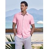 image:imageCOOFANDY Mens Casual Button Down Shirts Short Sleeve Textured Summer Beach ShirtsPink