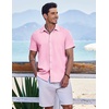 image:imageCOOFANDY Mens Casual Button Down Shirts Short Sleeve Textured Summer Beach ShirtsPink