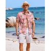 image:imageCOOFANDY Mens Casual Button Down Shirts Short Sleeve Textured Summer Beach ShirtsPink Coconut Tree  Sea