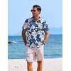 image:imageCOOFANDY Mens Casual Button Down Shirts Short Sleeve Textured Summer Beach ShirtsWhiteblue Flower