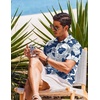 image:imageCOOFANDY Mens Casual Button Down Shirts Short Sleeve Textured Summer Beach ShirtsWhiteblue Flower