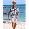 image:imageCOOFANDY Mens Casual Button Down Shirts Short Sleeve Textured Summer Beach ShirtsWhiteblue Flower