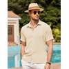 image:imageCOOFANDY Mens Casual Button Down Short Sleeve Shirt Textured Summer Beach Vacation ShirtChampagne