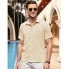 image:imageCOOFANDY Mens Casual Button Down Short Sleeve Shirt Textured Summer Beach Vacation ShirtChampagne