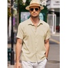 image:imageCOOFANDY Mens Casual Button Down Short Sleeve Shirt Textured Summer Beach Vacation ShirtChampagne