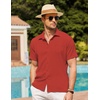 image:imageCOOFANDY Mens Casual Button Down Short Sleeve Shirt Textured Summer Beach Vacation ShirtRed