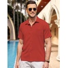 image:imageCOOFANDY Mens Casual Button Down Short Sleeve Shirt Textured Summer Beach Vacation ShirtRed