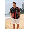 image:imageCOOFANDY Mens Casual Henley Shirt Band Collar Short Sleeve Shirt Summer Beach Hippie TShirt1776 Pentagram  Black White Red