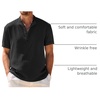 image:imageCOOFANDY Mens Casual Henley Shirt Band Collar Short Sleeve Shirt Summer Beach Hippie TShirtBlack