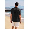 image:imageCOOFANDY Mens Casual Henley Shirt Band Collar Short Sleeve Shirt Summer Beach Hippie TShirtBlack