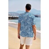 image:imageCOOFANDY Mens Casual Henley Shirt Band Collar Short Sleeve Shirt Summer Beach Hippie TShirtBlue Palm Leaf