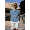 image:imageCOOFANDY Mens Casual Henley Shirt Band Collar Short Sleeve Shirt Summer Beach Hippie TShirtBlue Palm Leaf