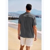 image:imageCOOFANDY Mens Casual Henley Shirt Band Collar Short Sleeve Shirt Summer Beach Hippie TShirtDark Gray
