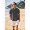 image:imageCOOFANDY Mens Casual Henley Shirt Band Collar Short Sleeve Shirt Summer Beach Hippie TShirtDark Gray