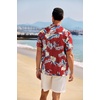 image:imageCOOFANDY Mens Casual Henley Shirt Band Collar Short Sleeve Shirt Summer Beach Hippie TShirtFlower Leaves  Red Blue Apricot