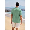 image:imageCOOFANDY Mens Casual Henley Shirt Band Collar Short Sleeve Shirt Summer Beach Hippie TShirtIce Green